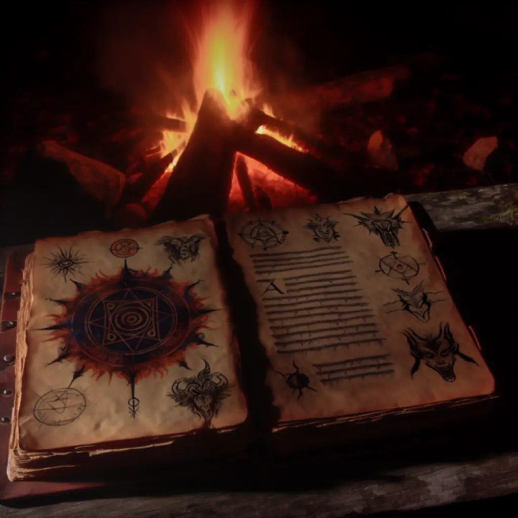 Kodeks Bohaterów otwarty przy świetle ognia