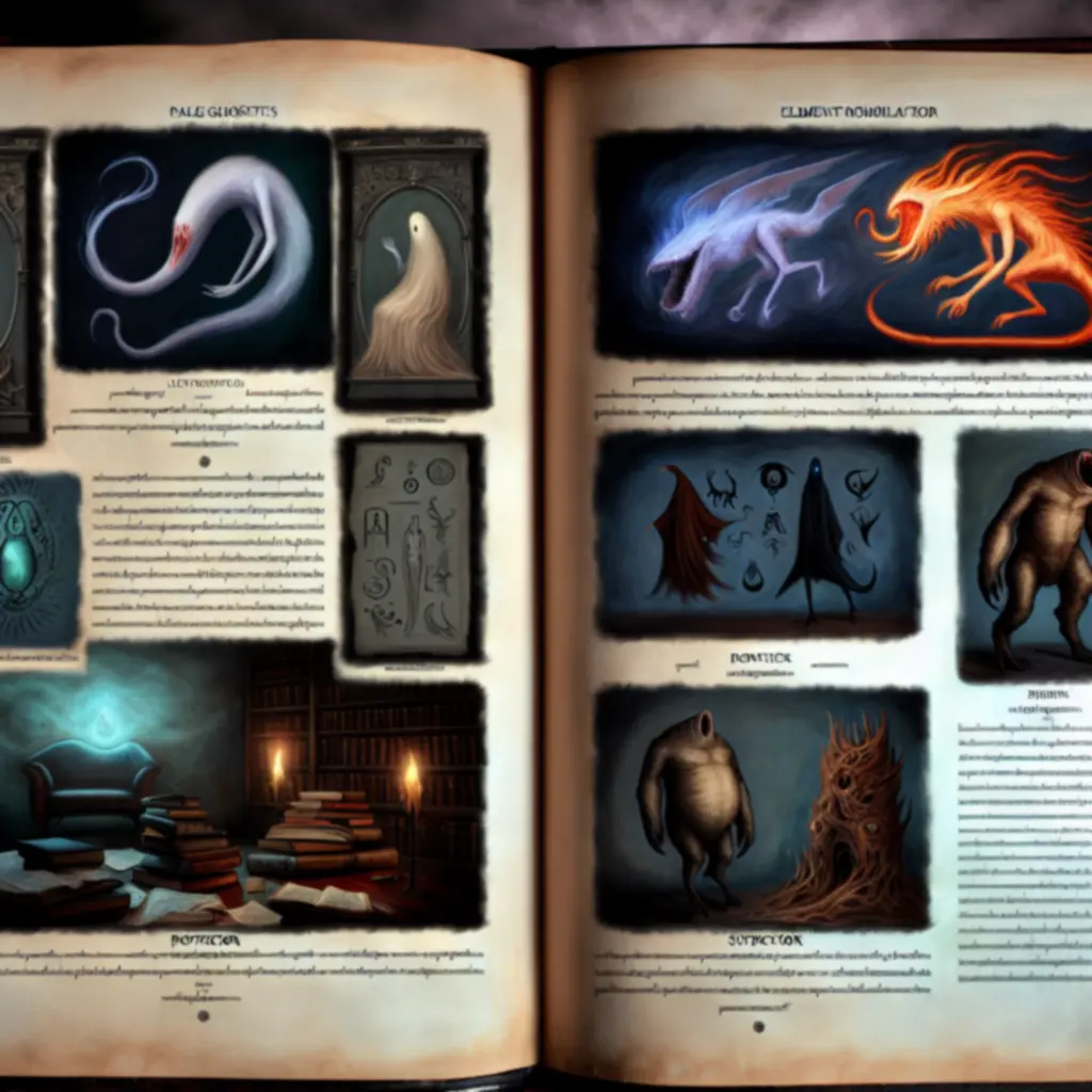 Katalog potworów z ikonami i notatkami